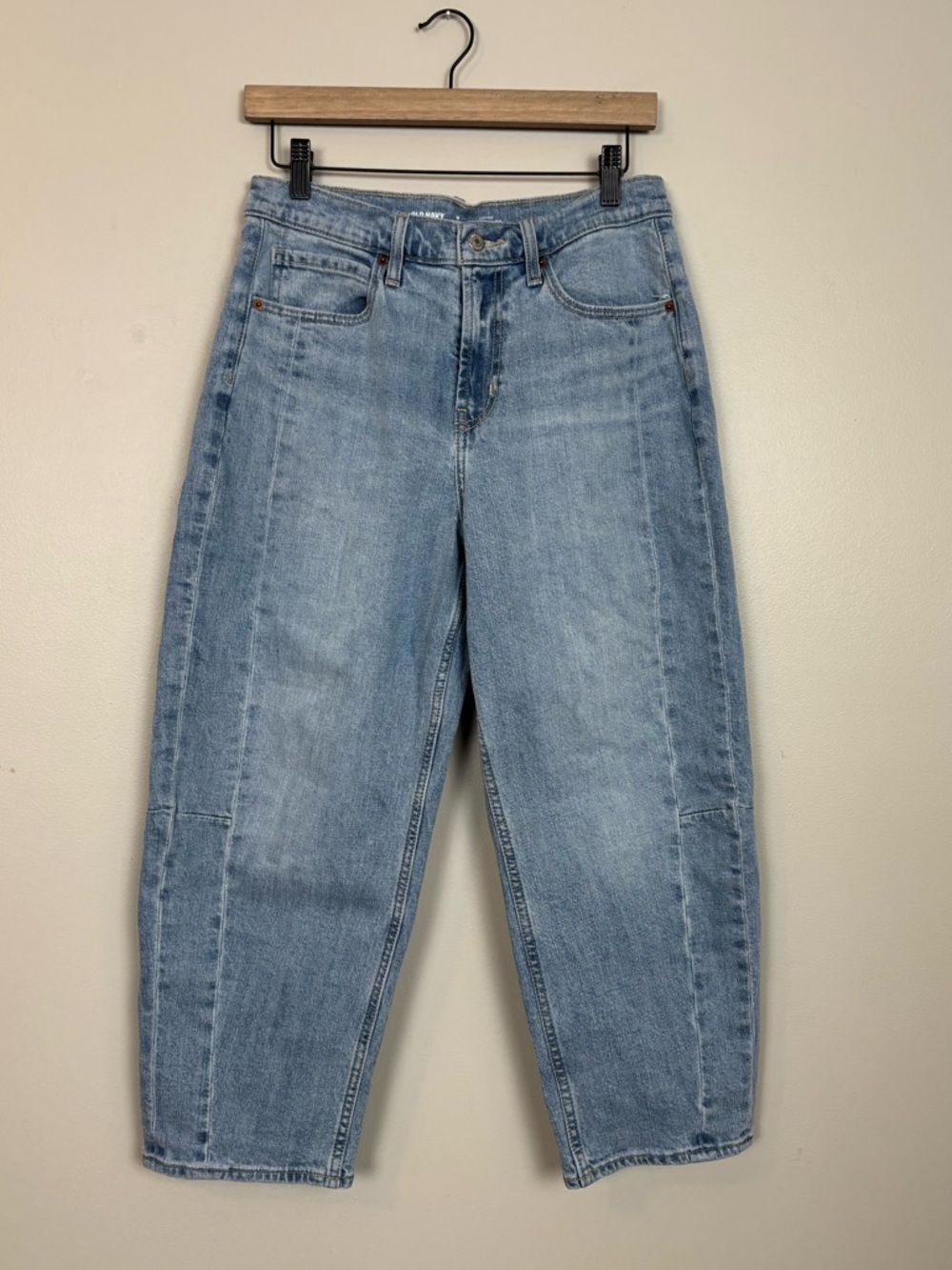 Old Navy Jeans Womens 8 Petite High Rise Barrel Leg Denim in Blue